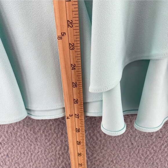 Calvin Klein Skirt Womens 12 Green Below Knee Faux Wrap Ruffle A Line Stretch - Picture 9 of 10
